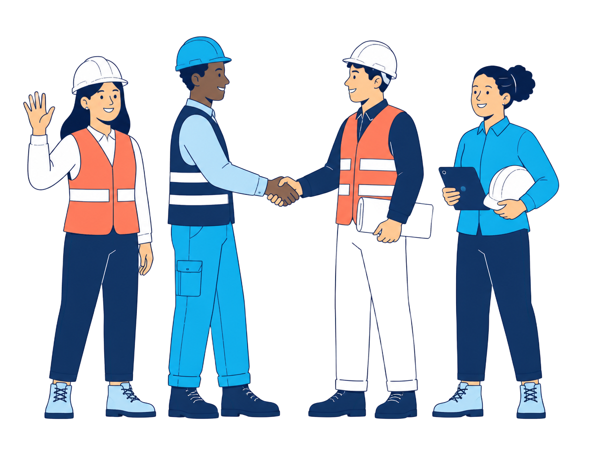 blade ai team members shaking hands and waving hello